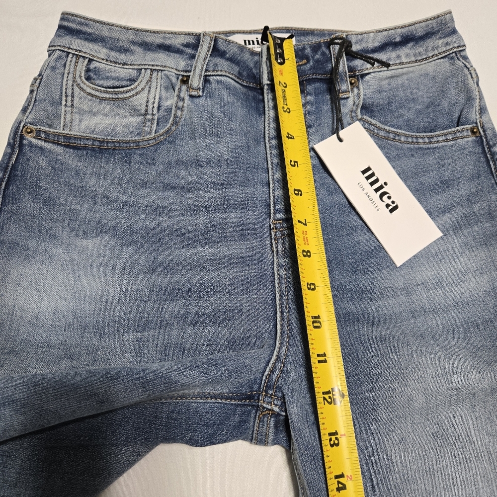 NWT mica denim Women's Super High Wide Medium Wash Bermuda sz S - Picture 3 of 12